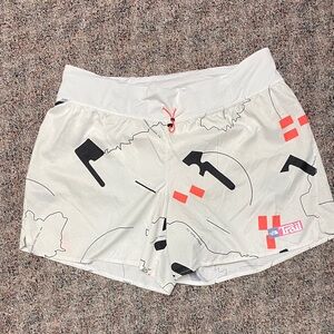 Womens North Face white patterned athletic shorts